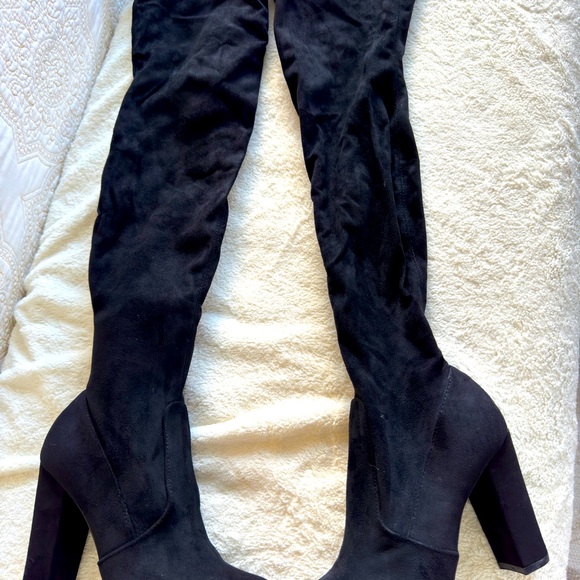 Lulus black suede over the knee high heel boot - Picture 1 of 5